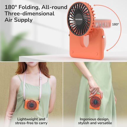 Alacris Portable Hanging Neck Fan, Wearable Personal Fan With Adjustable Lanyard, 3 Speeds Rechargeable Mini Handheld Personal