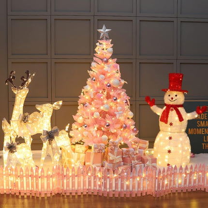 4FT Artificial Christmas Tree, Xmas Pine Tree with Metal Christmas Tree Stand,Pink Christmas Tree for Holiday, Home, Office, Party Decoration