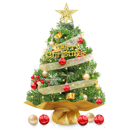 Mini Christmas Tree Small Green Christmas Tree 2ft Artificial Xmas Tree Tabletop Christmas Tree with Light Miniature Christmas Trees for Christmas Winter Holiday Party Home Decoration