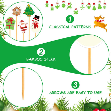 Hushee 500 Pcs Christmas Cocktail Picks Ugly Sweater Snowman Santa Appetizer Fruits Toothpicks Wooden Bamboo Toothpicks for Christmas Drink Topper Cake Food Party Decorations (Cute Style)