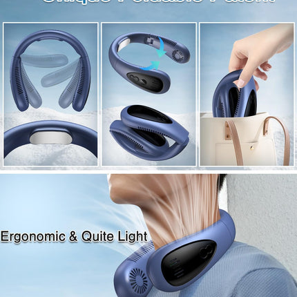 Neck Air Conditioner, 5000Mah Portable Neck Fan With Semiconductor Cooling Airflow Bladeless Usb Neck Fans With 3 Speeds
