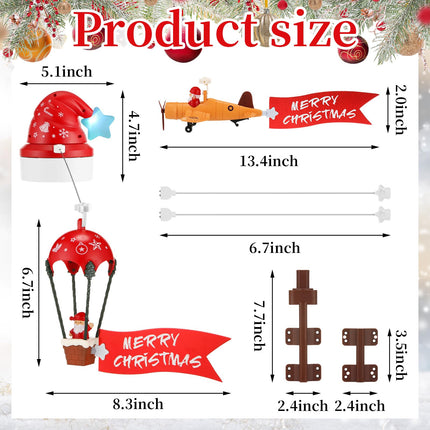 Christmas Animated Tree Topper with Banner Christmas Santa's Hot Air Balloon and Plane with Banner Funny Christmas Tree Topper Christmas Tree Decorations