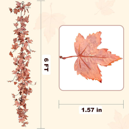 Pink Fall Garland, Fall Garland Maple Leaf, 6FT/PCS for Thanksgiving Christmas Home Outdoor Wedding Decoration (1Pcs) -C