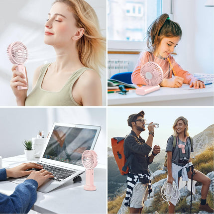 Handheld Fan, Portable Fan With Usb Rechargeable Battery, 3 Adjustable Speed Personal Fan Desk Table Fan With Base, Lightweight