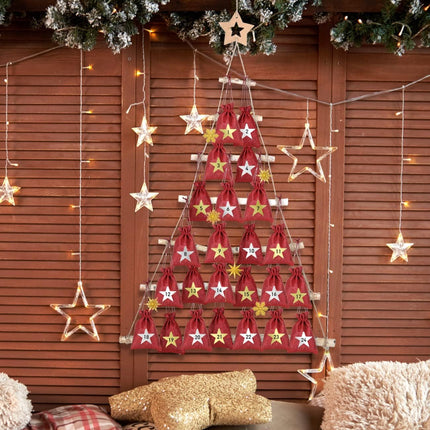 GWHOLE Wall Hanging Christmas Tree, Christmas Tree Ladder with Star Topper for Hanging Xmas Decoration Ornaments Photos