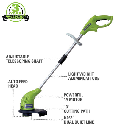 Greenworks 4 Amp 13" Corded Electric String Trimmer & Sun Joe SBJ597E 6-Amp 155 Mph Electric Leaf Blower