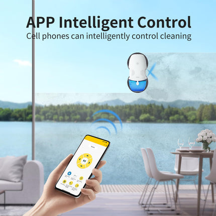Fmart Window Cleaning Robot 120Ml Capacity Water Tank Window Cleaner Robot Intelligent Double Water Spray Technology 3800Pa Suction Power Ai Edge Detection Technology App Control Robot Window Cleaner