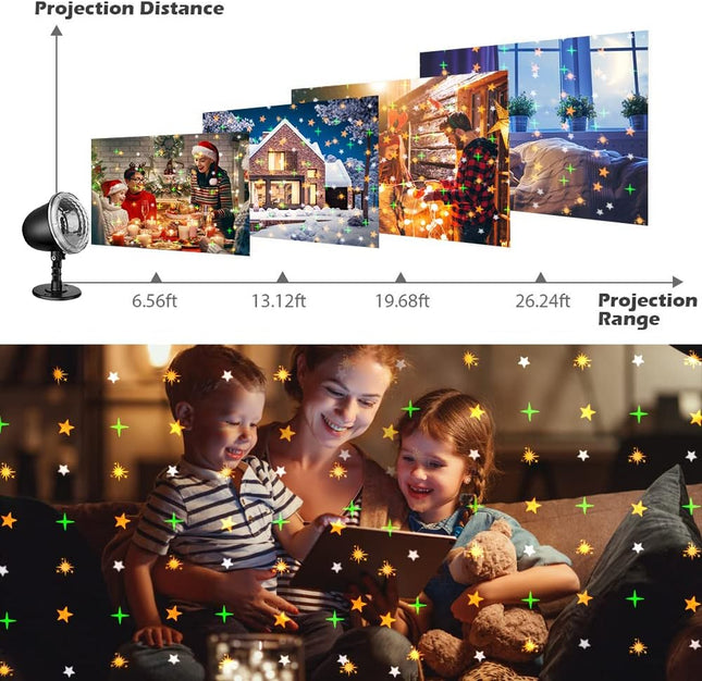 Elec3 Star Projector, Christmas Projector Light Outdoor, Holiday Light Projector with Remote Control and 5 Modes Waterproof Indoor Outdoor Landscape Lights for Bedroom Xmas Holiday Night Party Decor