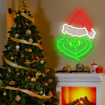 Christmas Neon Sign Cartoon Christmas Neon Light Sign Christmas LED Signs for Wall Light Up Signs for Home Party Neon Wall Light Decor Xmas