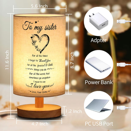 Sister s from Sister Table Lamp, Mothers Day Birthday for Sister, Christmas Sister s from Sister Night Light, to My sister Graduation Anniversary Graduation Wedding present for Sister