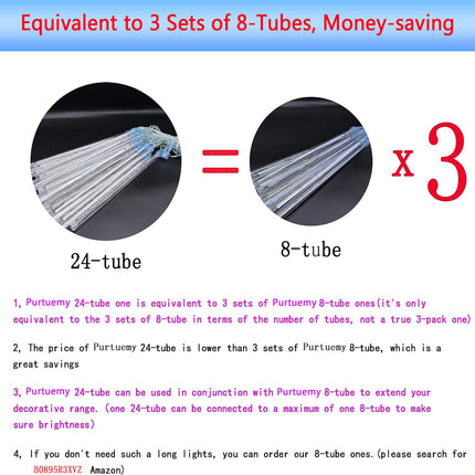Outdoor Christmas Lights: 24Tubes(Equivalent to 3 Sets of 8-Tubes) Meteor Shower Lights Icicle White Christmas Lights Outdoor for Xmas Tree Halloween Decoration Wedding Party Window