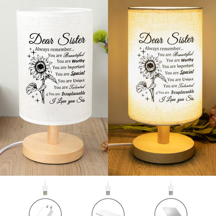 Sister s, Sister Christmas s Fabric Lamp, Christmas s for Sister, Sister Birthday s Table Lamp with Wooden Stand Anniversary Wedding Birthday s for Sisters