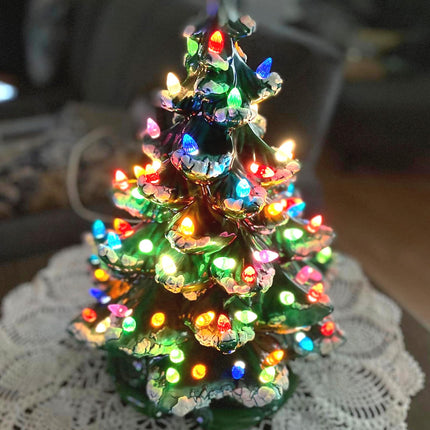 Ceramic Christmas Tree Replacement Lights Bulbs, Flame Shape Light up Artcraft Accessories for Ceramic Tree, Multicolor Medium Twist Light Ornaments, 120Pcs + 3 Star