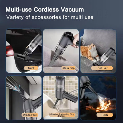 Mini Car Vacuum Cleaner,3 In 1 Cordless Handheld Vacuum,120W Low Noise With One Touch Opening And Closing Function Rechargeable Air Blower & Hand Pump Small For Car,Office&Home,Keyboard Cleaning