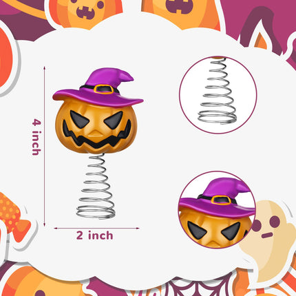 Halloween Pumpkin Skull Ghost Miniature Tree Topper Spooky Halloween Ornaments Pumpkin Halloween Tree Topper 4 Inches Mini Halloween Christmas Tree Ornaments for Halloween Party (Pumpkin)