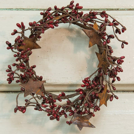 CWI s Pip Twig Star Wreath Rings - 8 inch - Wreath Decor for Front Door and Candle Decorating - Burgundy