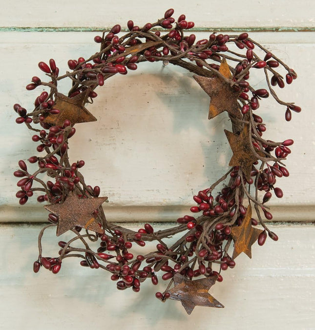 CWI s Pip Twig Star Wreath Rings - 8 inch - Wreath Decor for Front Door and Candle Decorating - Burgundy