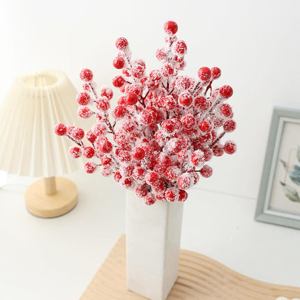 50 Pcs Holly Berry Stems, 8.7" Snow Sprays Artificial Red Berry Stems, Holly Berry Picks for Christmas Tree Fillers Decor, Fake Red Berries for DIY Crafts Wreaths Garland Home Party Winter Decor