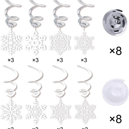 40pcs Snowflake Swirls Decoration, Konsait Merry Christmas Snowflake Hanging Swirls Garland Foil Ceiling Ornaments for Xmas Winter Wonderland Holiday Party Decor Supplies,Already Assembled