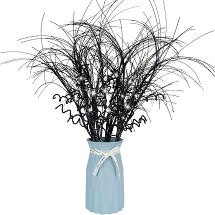 6 Pcs Christmas Glitter Ting Branches Stems Ornaments 21.6" Decorative Glittery Sticks Curly Twigs Picks for Halloween Xmas Tree Sprays Wreath Crafts Tree Topper Fillers Holiday Home Decor (Black, 6)