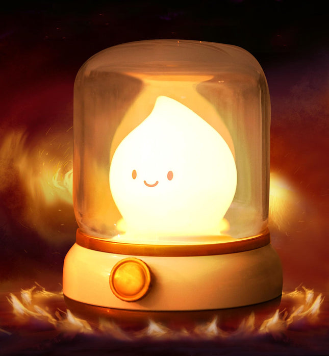 Ghost Campfire Night Light for Adult, Cute Flameless Kerosene Lamp, Rechargeable Portables Camping Light, Halloween Christmas Decor for Desktop, Bedroom, Sink Counter Lighting
