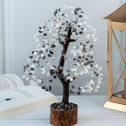 Hematite & Howlite Silver Wire Crystal Tree - Gemstone Tree of Life, Healing Crystal, Handmade Bonsai Tree, Chakra Tree, Positive Energy, Crystal Meditation Tree, Spiritual , Home Decoration