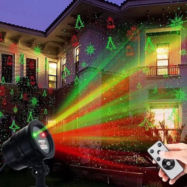 Christmas Projector Lights Outdoor, Christmas Laser Lights Landscape Spotlight Red and Green Star Show with Rf Wireless Remote Christmas Decoratiions for Outdoor Garden Patio Wall Xmas Holiday Party