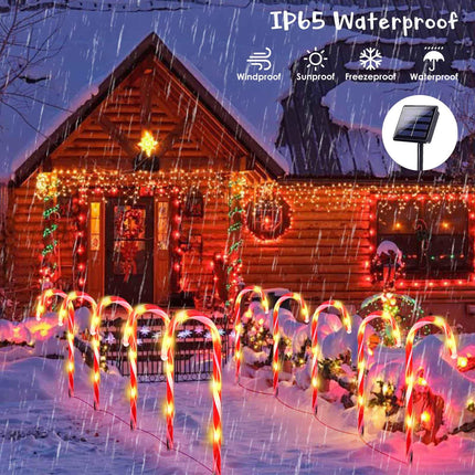 20 Pack Solar Christmas Candy Cane Lights, Christmas Decorations Outdoor Waterproof, Christmas Pathway Lights with 8 Lighting Modes & Memory Function for Party Garden Lawn Yard Patio Decor