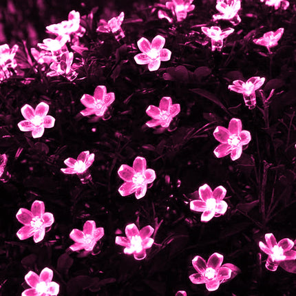 JMEXSUSS 2 Pack Pink Solar Flower String Lights, Each 30.6FT 50LED Pink Solar Lights Outdoor Waterproof, 8 Mode Pink Cherry Blossoms Fairy Lights for Garden Patio Lawn Valentines Day Decorations