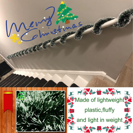 50 Feet Garland for Christmas Decorations,Green Snowy Garland,Artificial Christmas Pine Streamers for Party Hanging Ceiling Decorations