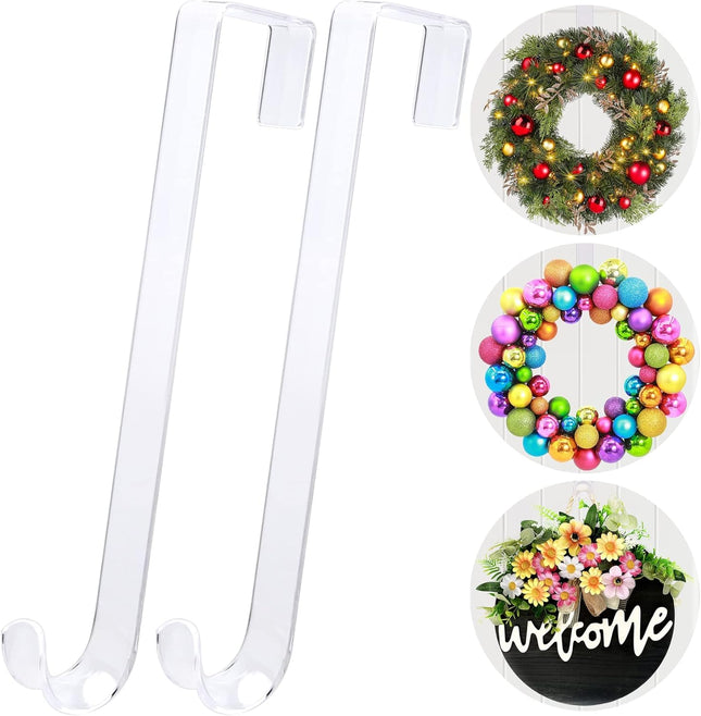 15 in Wreath-Hangers for Front Door,2 Pack Easter Christmas Halloween Decorations Fall Door Welcome Sign for Front Door Inside Outside Over The Door Hooks Organizer Home Décor