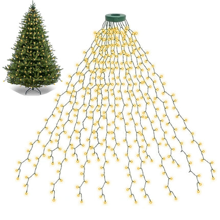 BOLWEO Christmas Tree Lights, 592LED 16 Lines Christmas Lights for Tree 8 Modes for 8ft-10ft Christmas Tree, UL Indoor Outdoor Christmas Decorations 16 9.8ft Drops Warm White