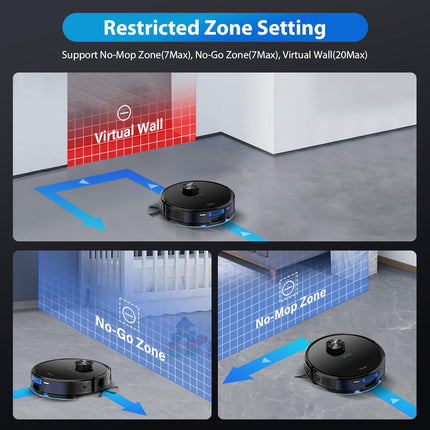 Tikom Robot Vacuum And Mop Combo With Lidar Navigation, L9000 Robotic Vacuum Cleaner With 4000Pa Suction,150Min Max, 14 Nogo Zones, Smart Mapping, Good For Pet Hair, Carpet, Hard Floor
