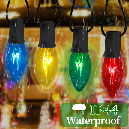 C9 Bulbs Replacement Bulbs Incandescent 25 Pack, C9 Christmas Light Replacement Bulbs for Christmas String Light, E17 Intermediate Base, 7 Watt, Multicolor