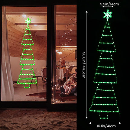 LED Christmas Lights,4.6ft Green Christmas Ladder Lights with Snowflake,Christmas Decorations Lights with 8 Modes & Timer for Window Wall Home Garden Indoor Outdoor Xmas Tree Decor (Green)