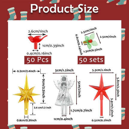 Ceramic Christmas Tree Replacement Light Bulbs Set, 153Pcs Vintage Ceramic Christmas Tree Replacement Bulbs Medium Light Bulbs Ornaments and 3Pcs Topper Stars for Ceramic Christmas Tree