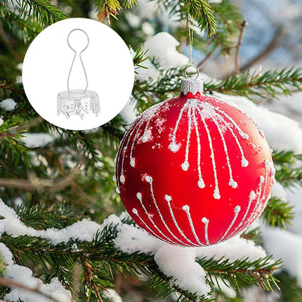 WEBEEDY 120pcs Ornament Topper Caps Round Christmas Ornament Caps Silver Ornament Hanger Replacement with Hanger Strings Set for Christmas Tree Decorations