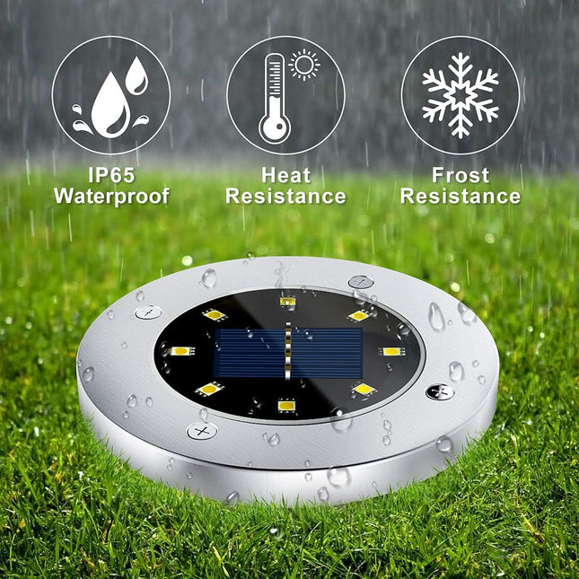 12 Pack 8Led Solar Garden Lights Outdoor Waterproof Sidewalk Disk Bright InGround Landscape Lighting For Lawn Patio Pathway Yard