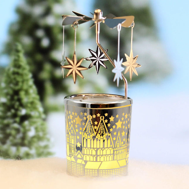 iLajao Candle Carousel Rotary Candle Holder Christmas Carousel Spinning Candleholder Metal Tealight Christmas Decoration Tables Centerpieces Valentine Easter s (Moravian Star)
