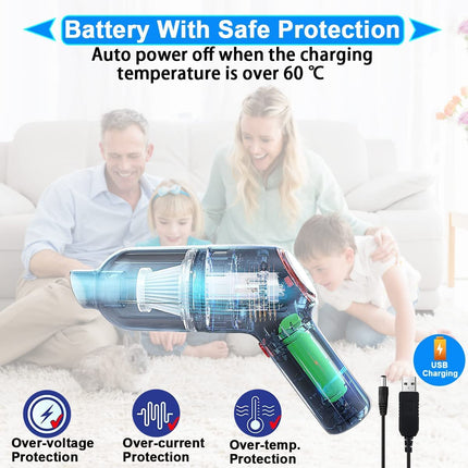 Car Vacuum Cordless Rechargeable, Portable Vacuum Cleaner For Car, Handheld Mini Vacuum With 9000Pa Powerful Suction For Home Office Pet