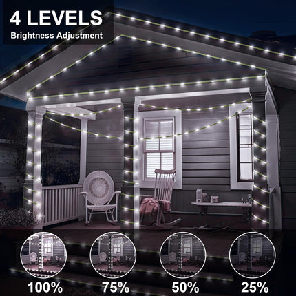 180 LED Christmas Lights Outdoor Waterproof Plug in Christmas Tree Lights with Remote Timer 8 Modes Green Wire Fairy Lights for Garden Patio Yard Xmas Decorations String Light (Cool White)