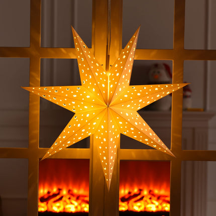 Christmas Star Paper Lantern 7 Pointed Star Paper Lantern with 10 LED Light String Hanging Pendant Lampshade Ornament for Weddings Holiday Birthday Home Decor 19.7 Inch(Classic,White)