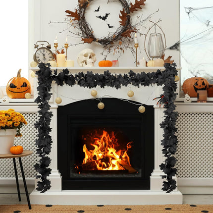 6Pack Halloween Maple Leaf Garland with Hooks, Fall Floral Vines Garland Autumn Halloween Thanksgiving Decorations for Home