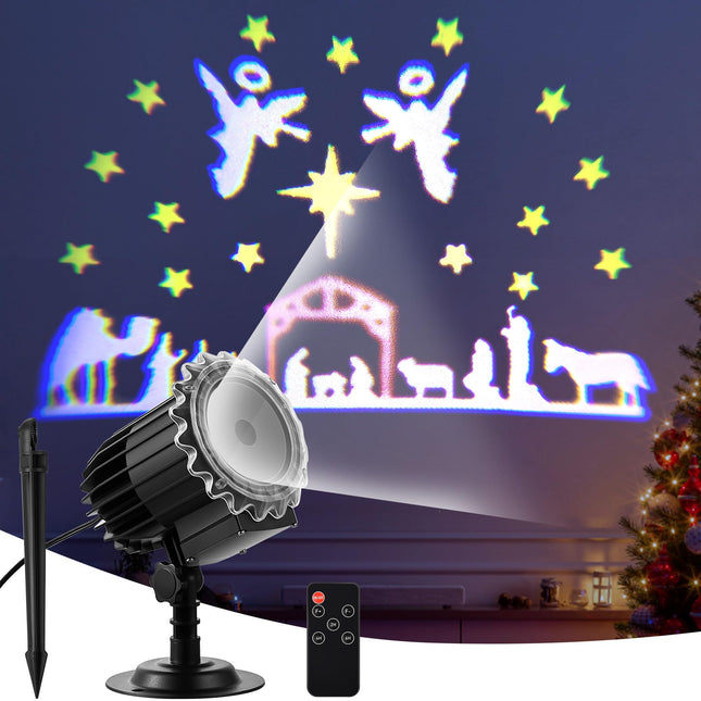 Meonum Christmas Nativity Silhouette Scene Projector Lights Outdoor, Waterproof Nativity Silhouette Light Power Supply with Remote Control Scene onto Outdoor Indoor Wall Windows Garage Doors