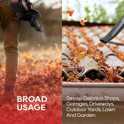 Ecomax 18V Cordless Leaf Blower, Powerful Blower Battery Powered for Lawn Care & Snow Blowing & Yard Cleaning, 2Ah Battery and Charger Included, ELG04, Black & Red