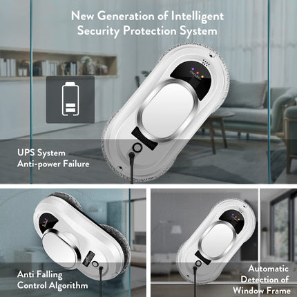 Window Cleaner Robot,Smart Glass Cleaning Robotic With 5600Pa Strong Suction,Remote Control Window Cleaning Robot For Windowstilesclass Door