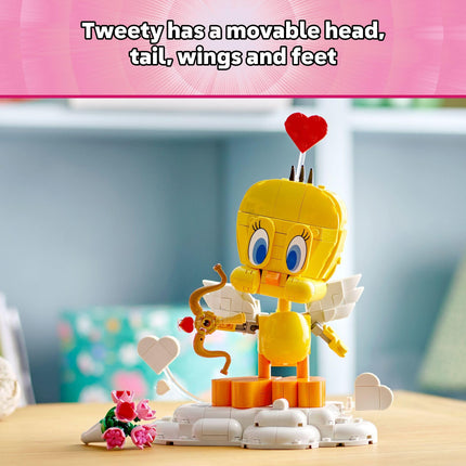 LEGO Looney Tunes Sweetheart Tweety Bird Building Toy for Adults & Kids - Tweety Figure W/Display Pedestal & Accessories for Girls & Boys Ages 12+ - Gift & Craft for Valentine's Day - 40824