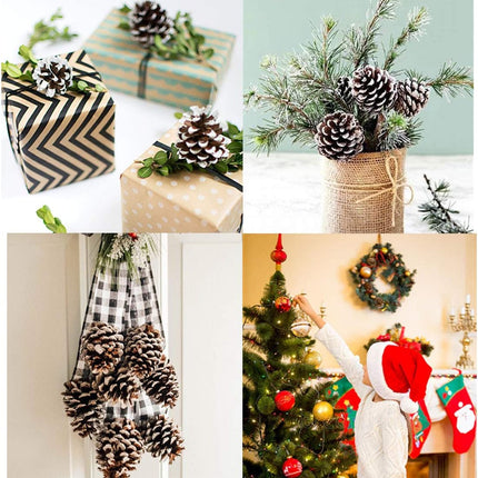 24 PCS Pine Cones for Christmas Tree Snowflake Natural Pinecones Ornament with String Pendant Crafts for Xmas Party Home Decor Fall Winter Holiday Christmas Tree Decoration (24)