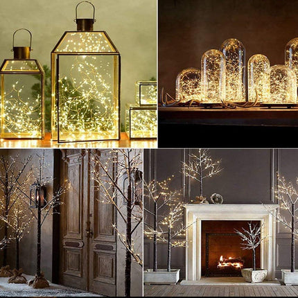 HANNAHONG 100 LED Fairy String Light with Remote for Wreath/Garland,Mantel,Christmas Tree,Dorm,Bottel/Jar Decor,Bright Dimmable USB Plug in Silver Wire Twinkle Lights,Waterproof(2 Pack,Warm White)