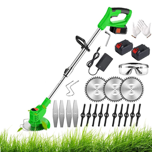 Weed Wacker Cordless Grass Trimmer Electric Weed 90~120cm Retractable, 3 Kinds of Adjustable Blades, 24v Electric Cordless Garden Trimmer with Battery and Charger for Garden